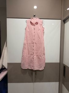 Pink Sleeveless Button-Down Dress