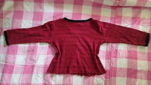 Maroon Striped V-Neck crop top