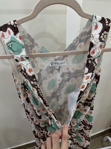 Multi Printed Cut Sleeves Maxi Dress with Slits
