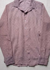 Sheer Dobby Dot Button-Up Shirt