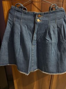 Denim Skirt with Straps
