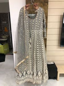 Elegant Grey Embroidered  Gown
