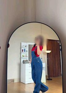 Stylish Denim Overalls with Red Top