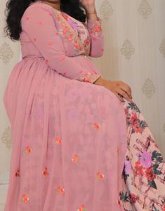 Pink Floral Anarkali Dress