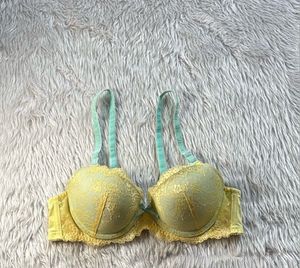 Cute Yellow Lace Padded Bra