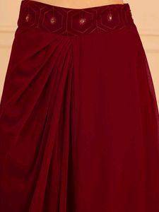 Elegant Maroon Ethnic Gown with Cape