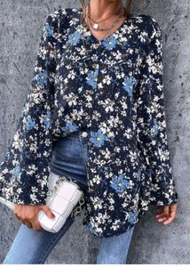 Chic Floral Print Long Sleeve Top