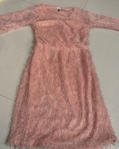 Fuzzy Pink Wrap Dress