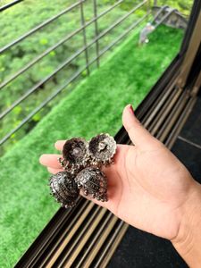 Oxidized Silver Jhumka Earrings