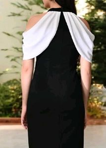 Chic Black &amp; White Cold Shoulder Dress