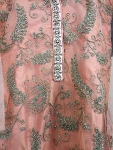 Elegant Peach Embroidered Kurti