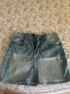 Light Wash Denim Mini Skirt