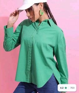 Oversized Green Button-Up Shirt