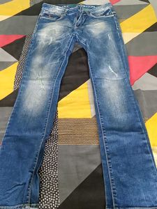 Men's Distressed Blue Jeans