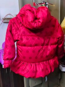 Girls Pink Polka Dot Puffer Coat