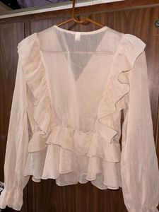 Chic Ruffled Sheer Blouse