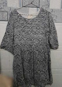 Blue & White Printed Tunic Top