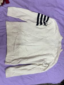 Cream Striped Sleeve Cardigan