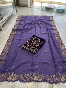 FESTIVAL 🧧SELL LAVENDER Embroidered Saree