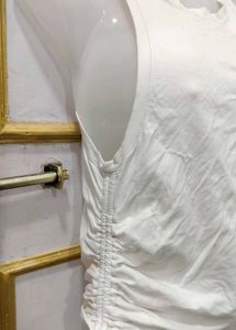 White Ruched Side Tank Top