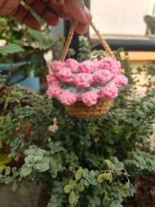 Handmade crochet tulip coaster and basket