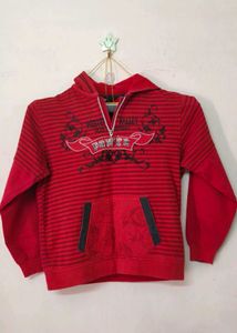 Retro Red Striped "Power" Hoodie