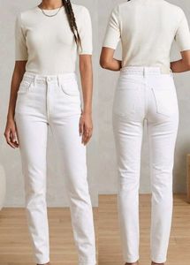 Stylish White Straight Leg Jeans