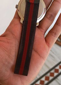 Fastrack Watch - Black &amp; Red Dial with Mesh Strap