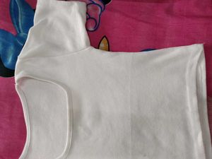 White Ribbed Square Neck Top