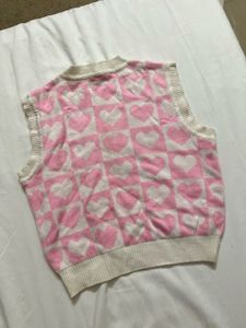 SSS - Pink Heart Print Sweater Vest