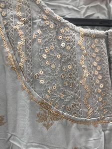 Light Blue Kurta with Golden Print - Unused