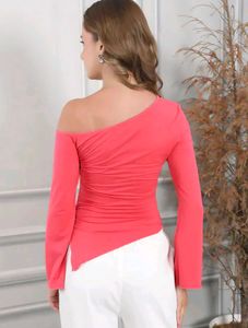 Peach Tie Side Long Sleeve Top