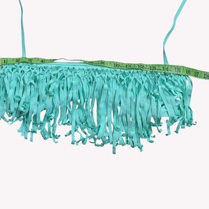 Teal Fringed Bikini Top