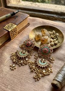 Exquisite Enamel & Pearl Dangler Earrings