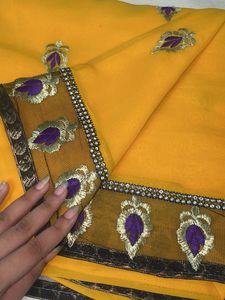 Beautiful Yellow Embroidered Saree