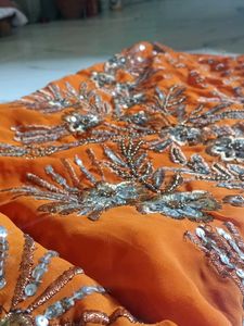 Orange Embroidered Saree