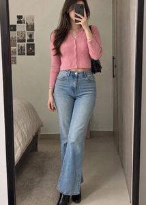 Pintresty 🌸Pink Button-Up Cropped Cardigan