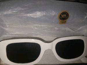Trendy White Rectangular Sunglasses