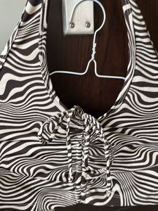 Monochrome Swirl Print Halter Top