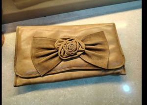 Chic Brown Clutch with Bow Detail