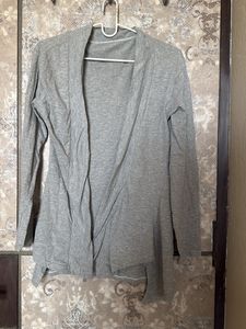 Grey Open Front Cardigan