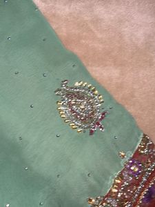 Purple Green Festive Saree(with blouse)