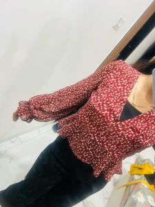 Chic Floral Print Peplum Top