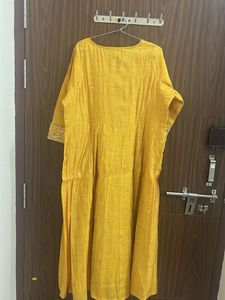 Melange Deep Yellow Chanderi Embroidered Kurta