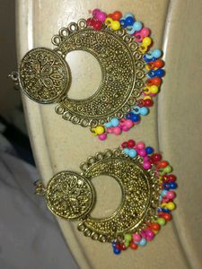Colorful Beaded Jhumka Earrings