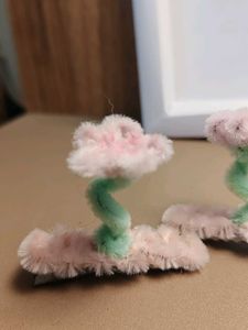 Cute Pink Flower Hair Clips