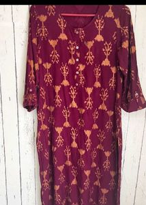 Maroon Printed Kurta