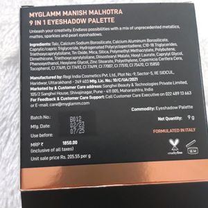 Myglamm Manish Malhotra Beauty 9 In 1 Eyeshadow Pa