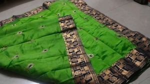 Vibrant Green Embroidered Silk Saree