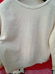 Cream Knit Long Sleeve Top
